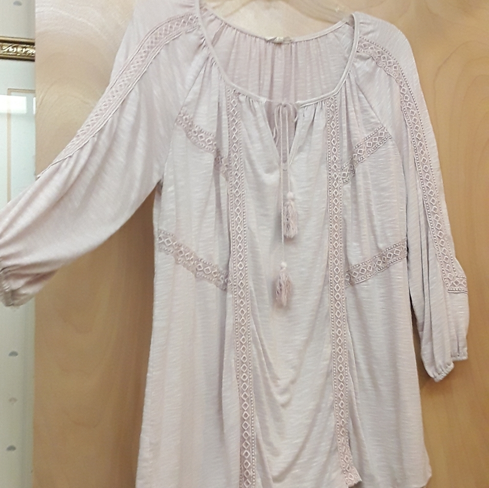 Pink blush Anthro boho flowy top M Mystree